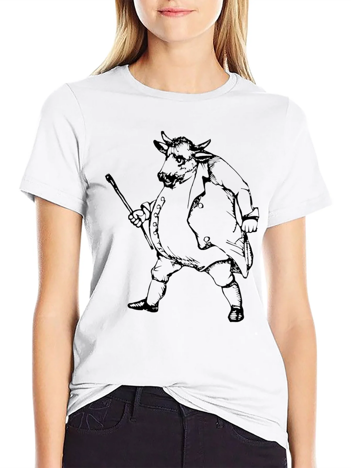 Cow Man Graphic Tee - Black Cotton Blend product image 1