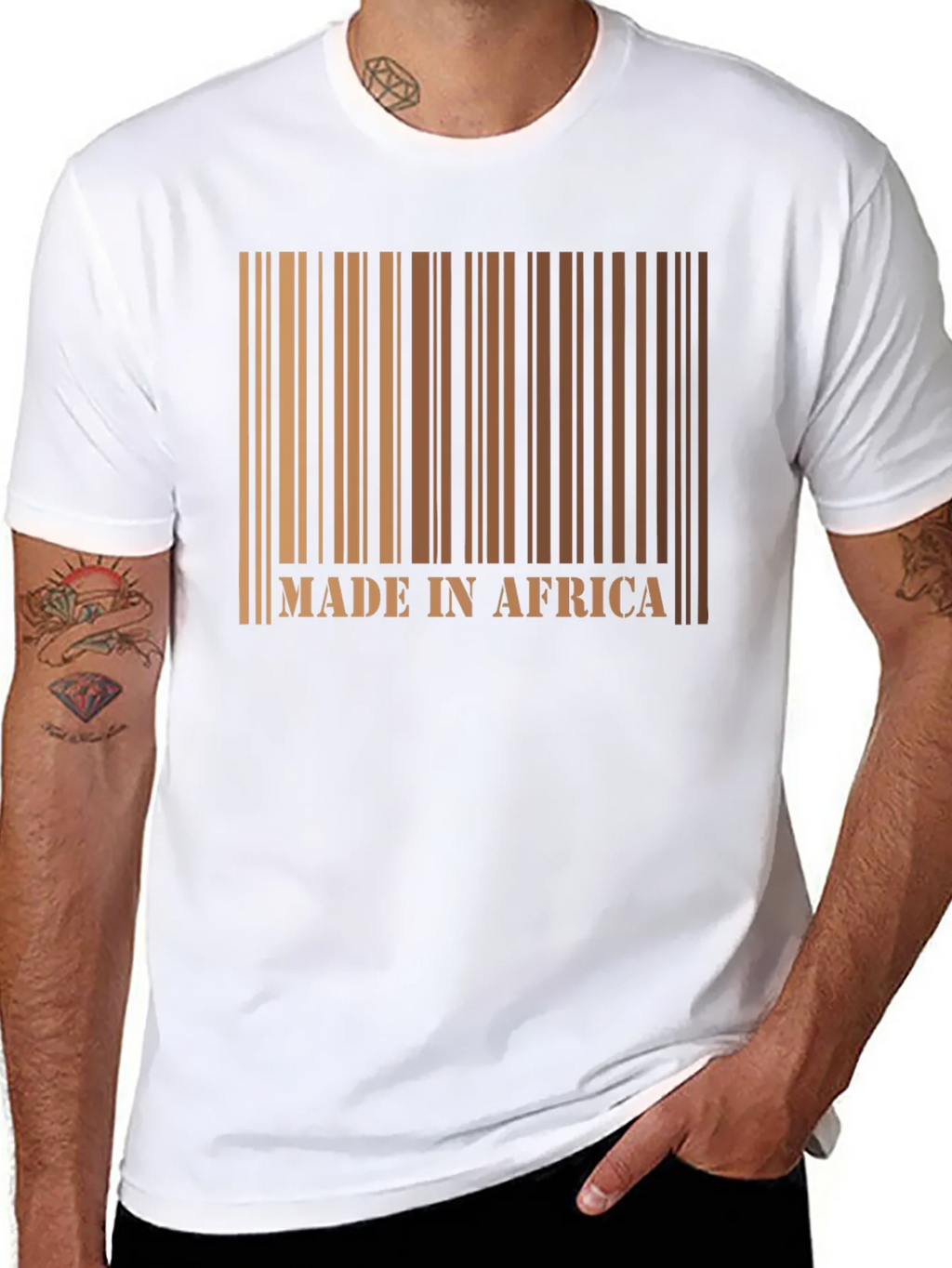 Made in Africa Barcode Graphic Tee - Black Cotton Shirt product image 4