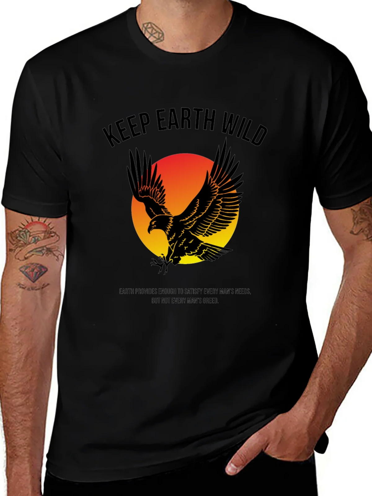 Keep Earth Wild Eagle Graphic Tee - Unisex Black T-Shirt product image 1