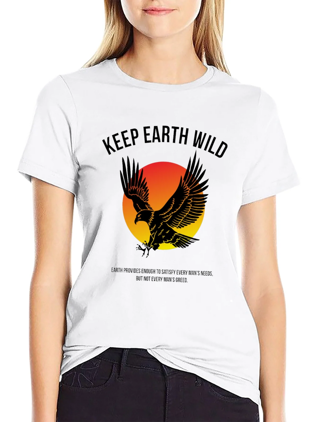 Keep Earth Wild Eagle Graphic Tee - Unisex Black T-Shirt product image 4