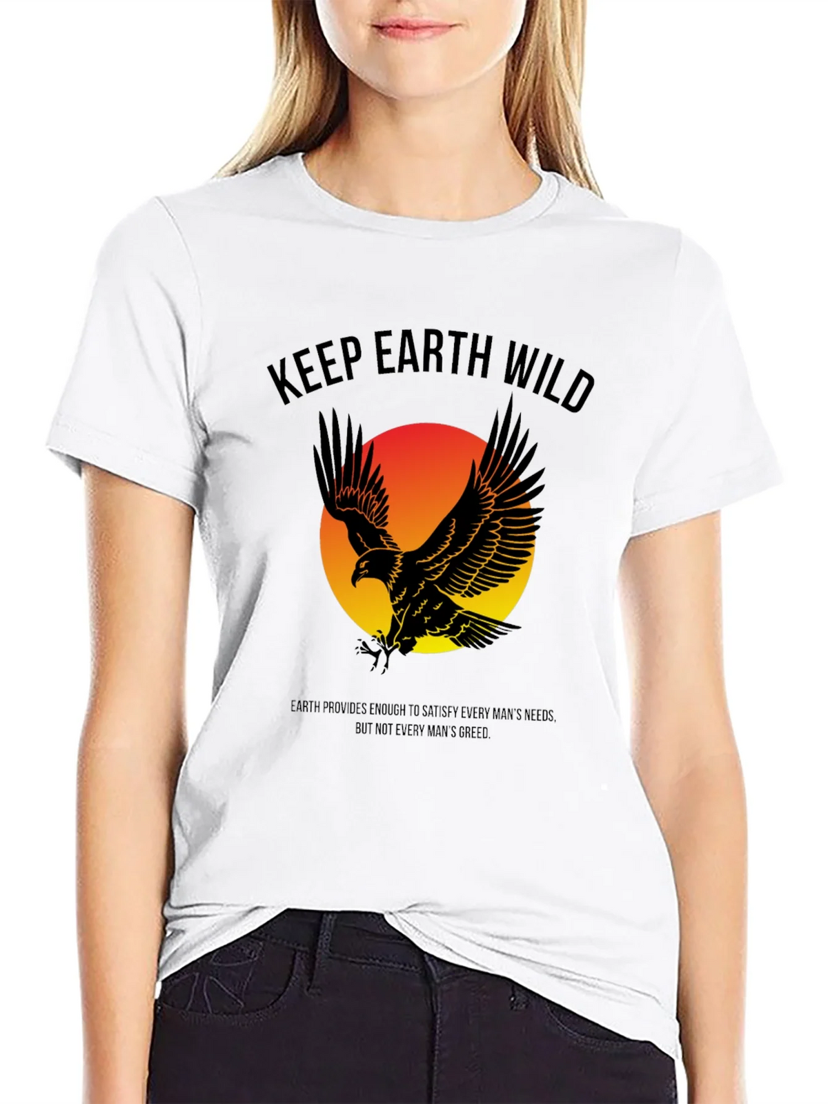 Keep Earth Wild Eagle Graphic Tee - Unisex Black T-Shirt product image 4