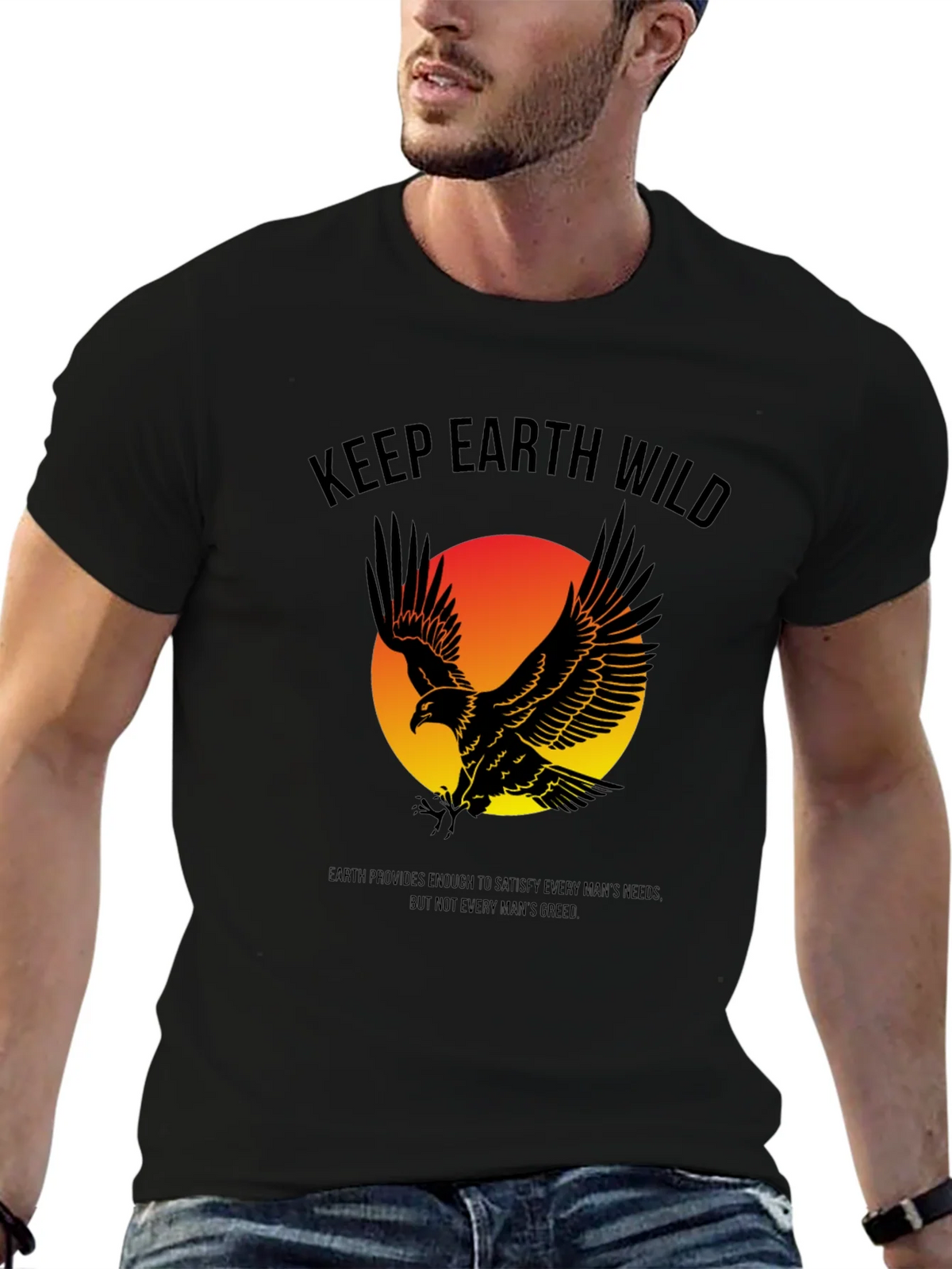 Keep Earth Wild Eagle Graphic Tee - Unisex Black T-Shirt product image 3