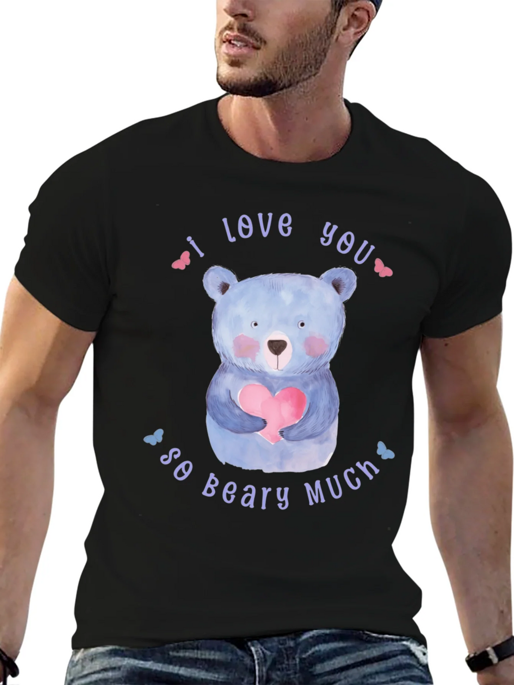 I Love You So Beary Much Black T-Shirt product image 6