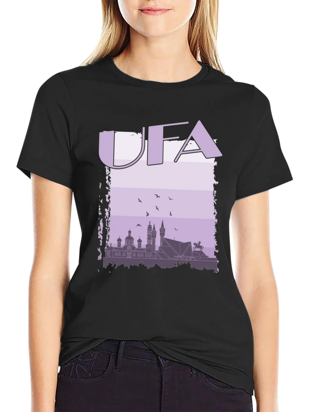 UFA Skyline Graphic T-Shirt - Black Cotton Tee product image 1