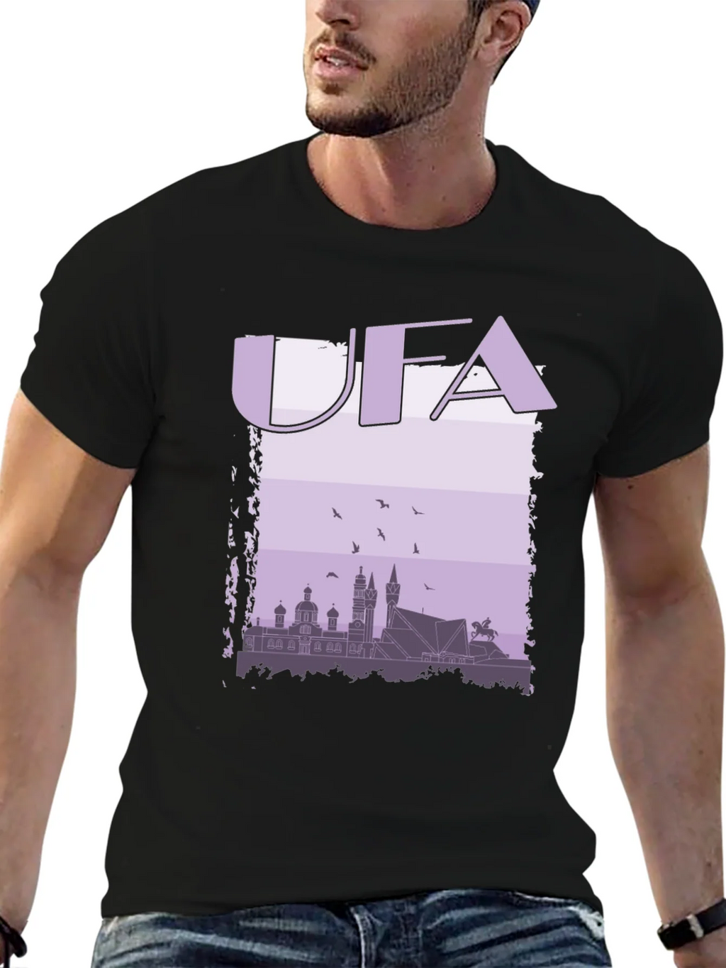 UFA Skyline Graphic T-Shirt - Black Cotton Tee product image 3