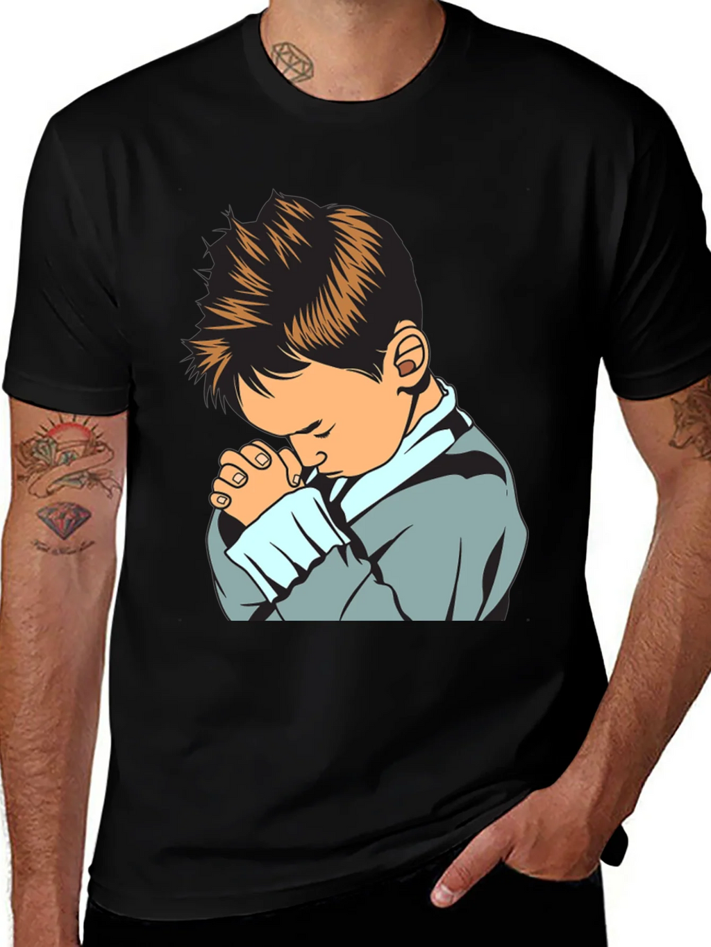 Praying Boy Graphic Tee - Soft Cotton Blend product image 1
