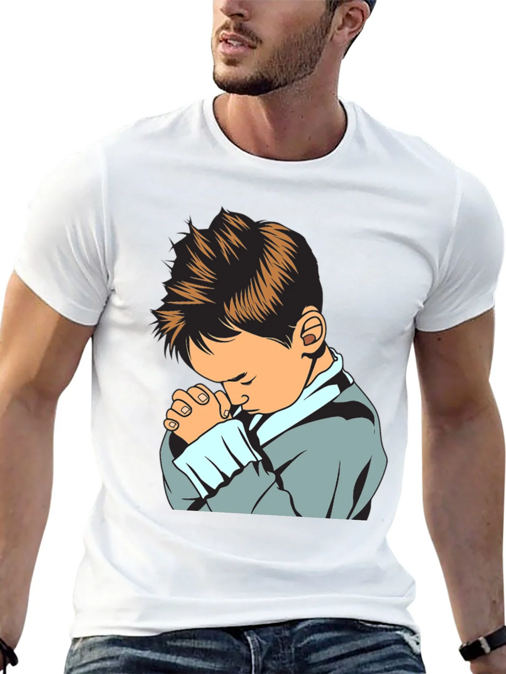Praying Boy Graphic Tee - Soft Cotton Blend product image 9