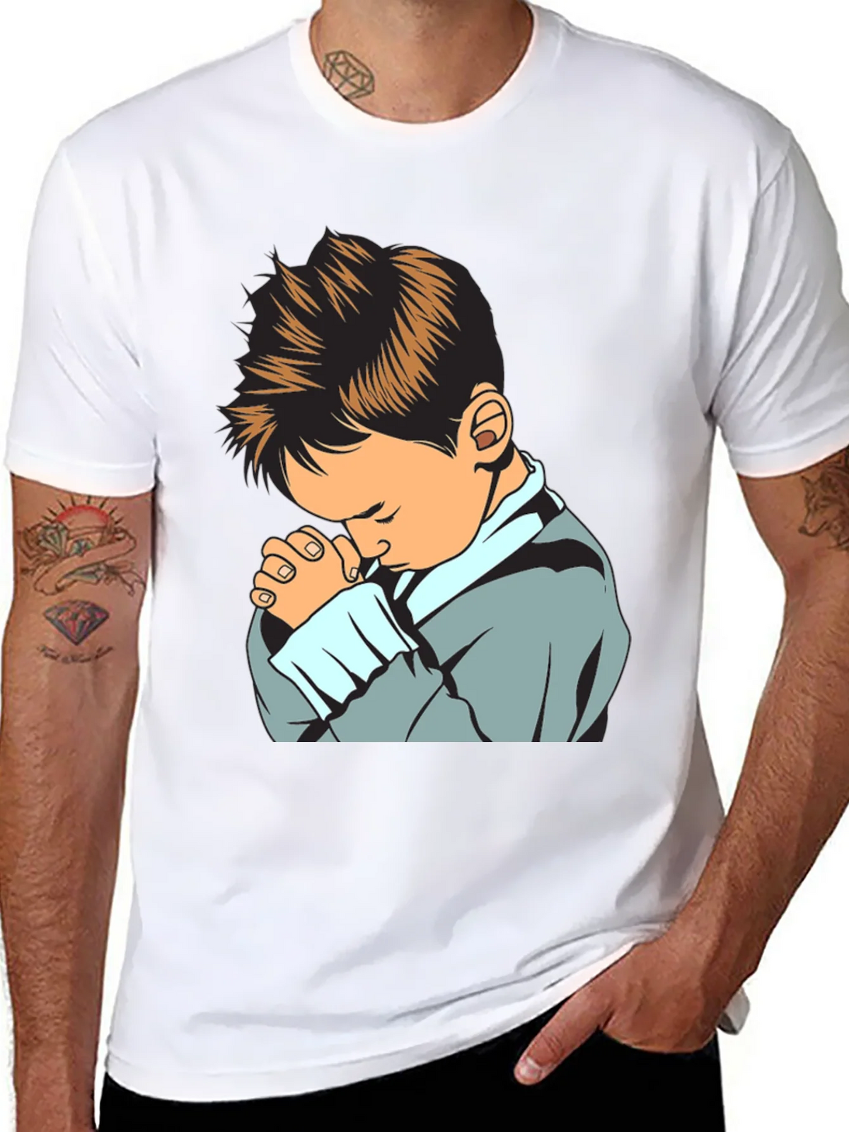 Praying Boy Graphic Tee - Soft Cotton Blend product image 5