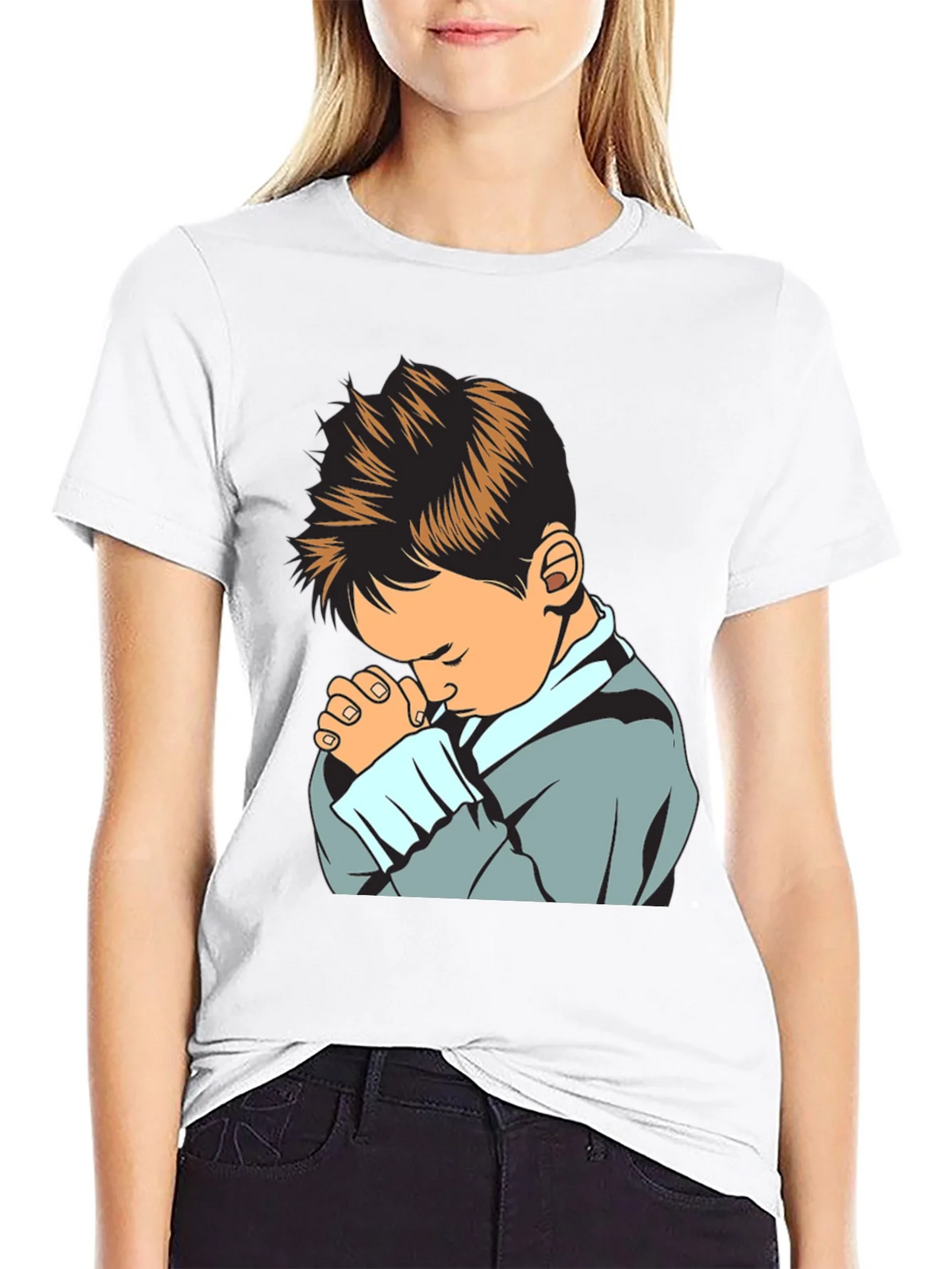 Praying Boy Graphic Tee - Soft Cotton Blend product image 6