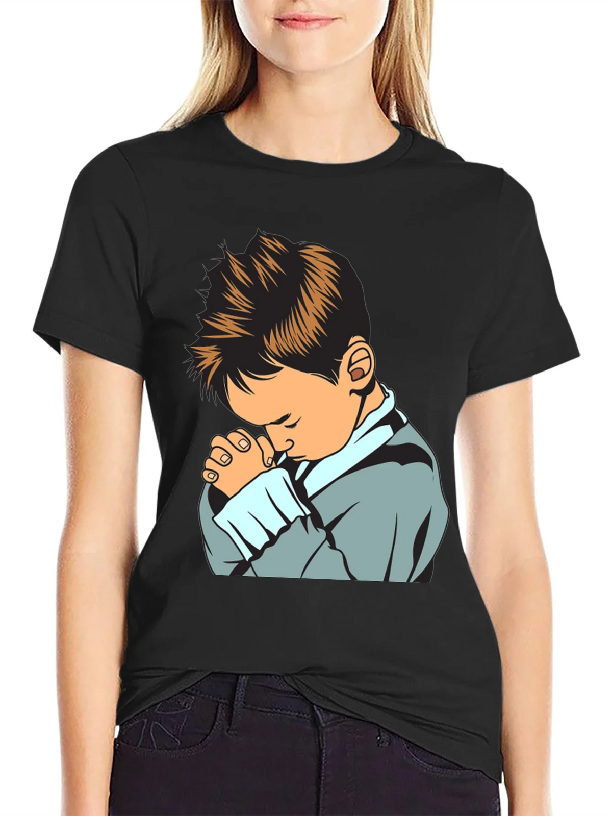Praying Boy Graphic Tee - Soft Cotton Blend product image 2