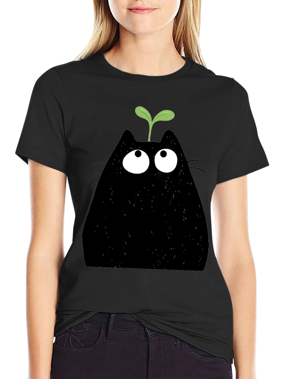 Funny Cat Sprout Graphic T-Shirt product image 1