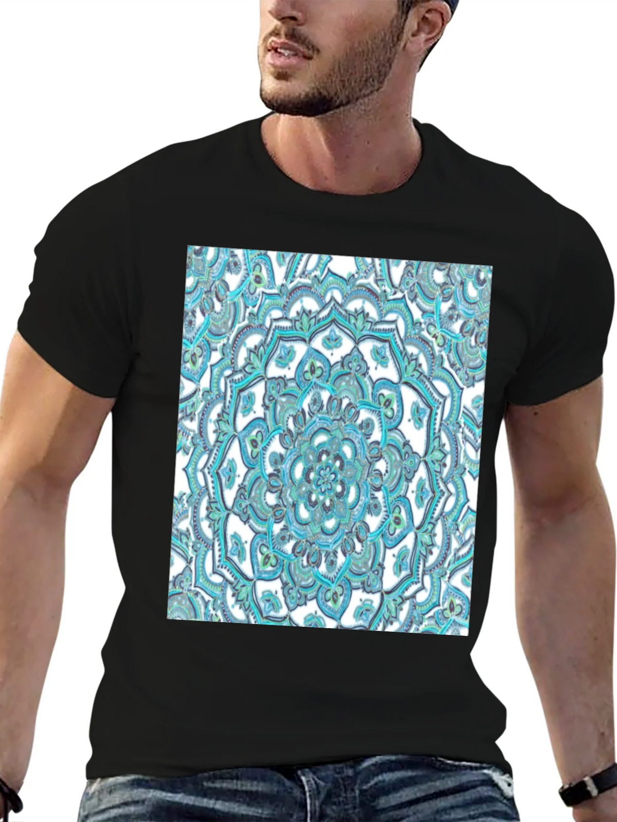 Mandala Graphic Tee - Soft Black Cotton T-Shirt product image 6
