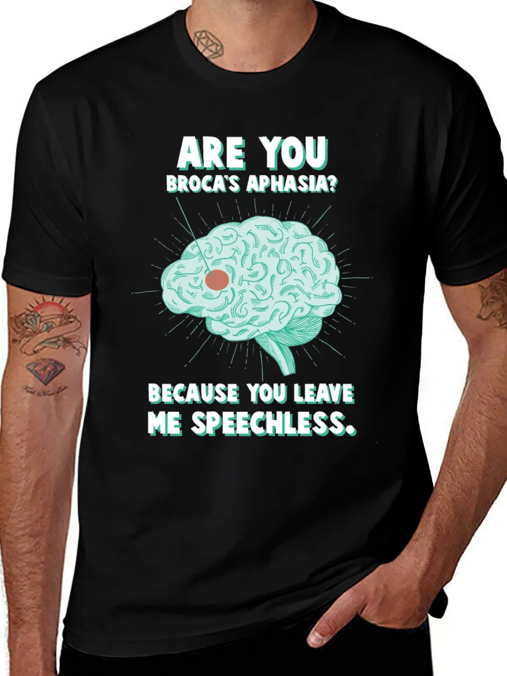Speechless Brocas Aphasia Brain Graphic T-Shirt product image 1