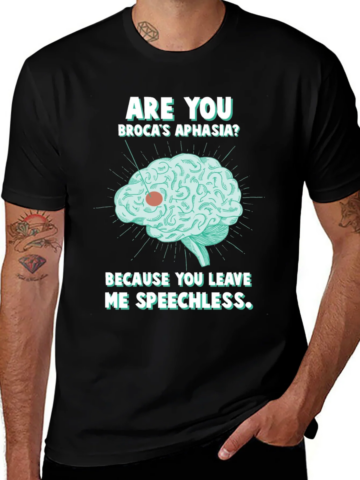 Speechless Brocas Aphasia Brain Graphic T-Shirt product image 1