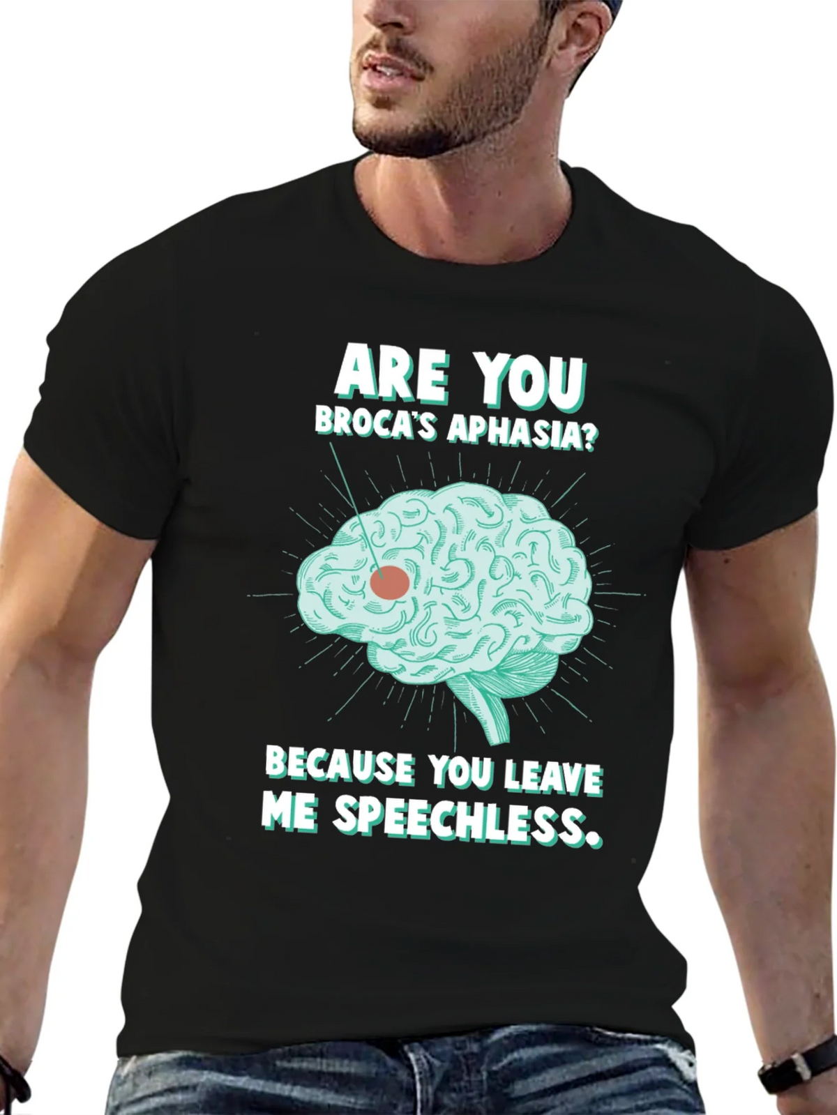 Speechless Brocas Aphasia Brain Graphic T-Shirt product image 6