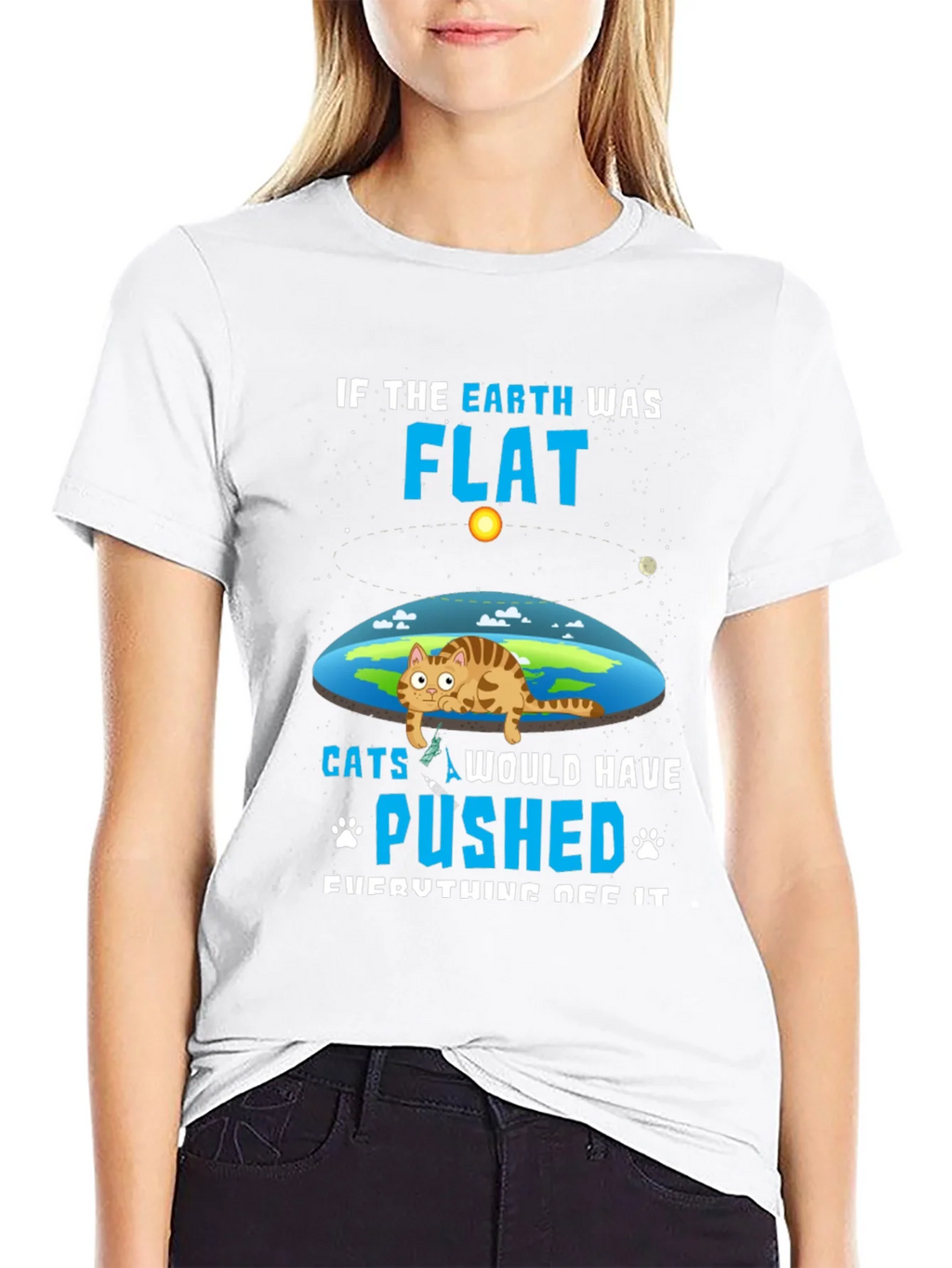 Flat Earth Cat T-Shirt - Funny Graphic Tee product image 5