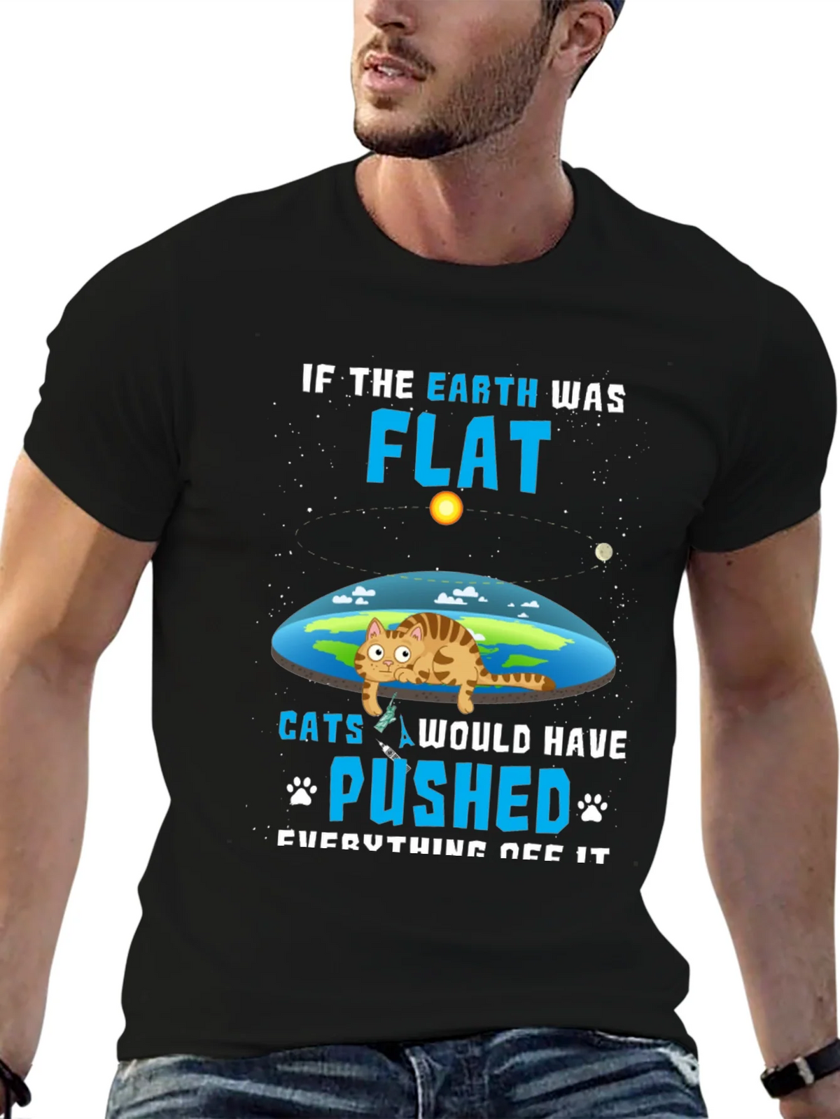 Flat Earth Cat T-Shirt - Funny Graphic Tee product image 4