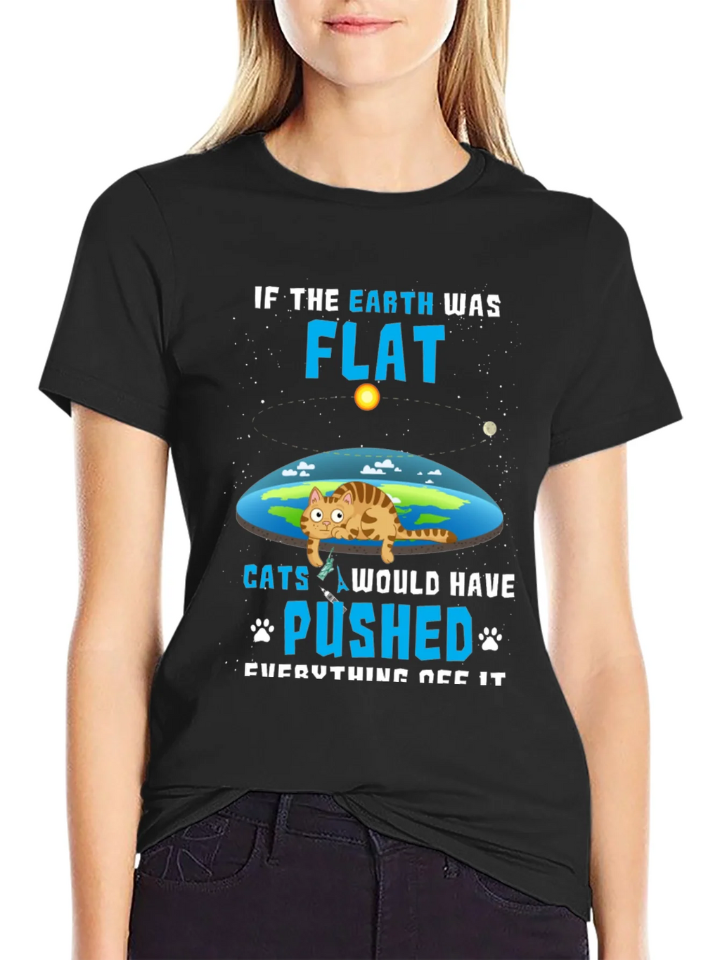 Flat Earth Cat T-Shirt - Funny Graphic Tee product image 1
