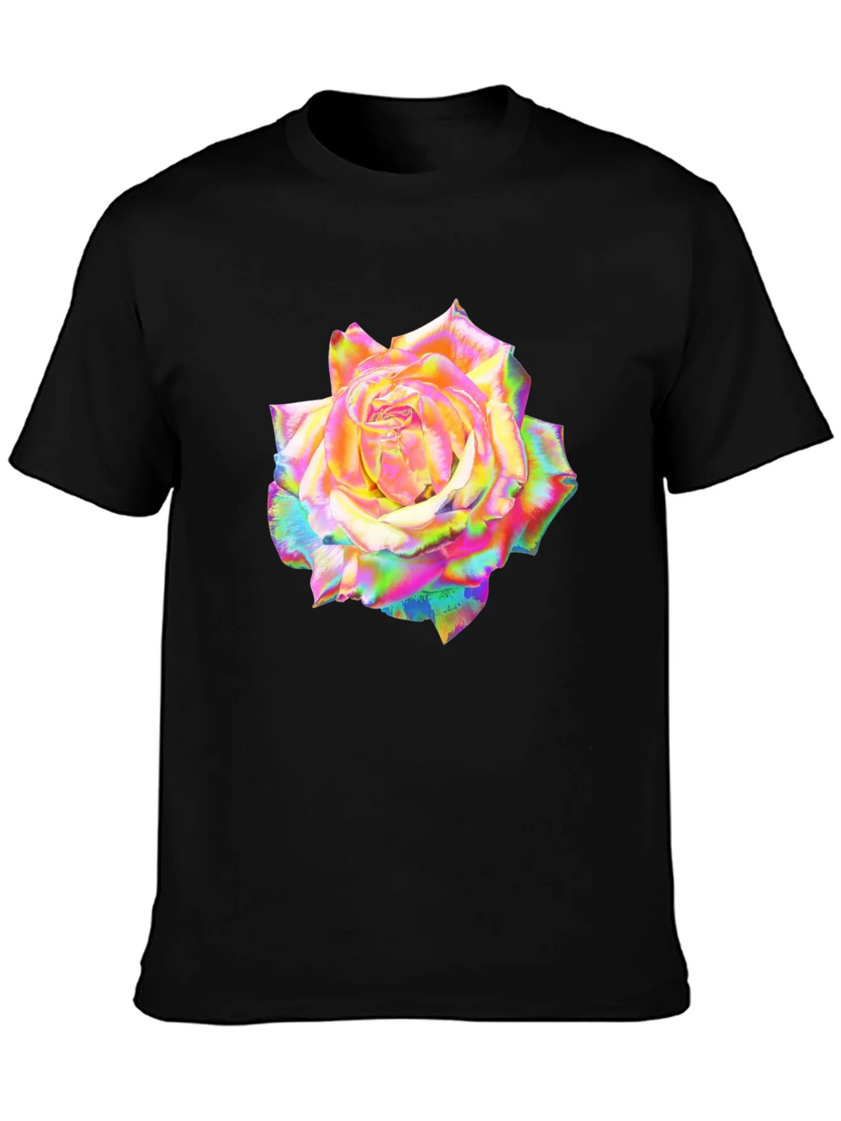 Rainbow Rose Graphic Black T-Shirt product image 3