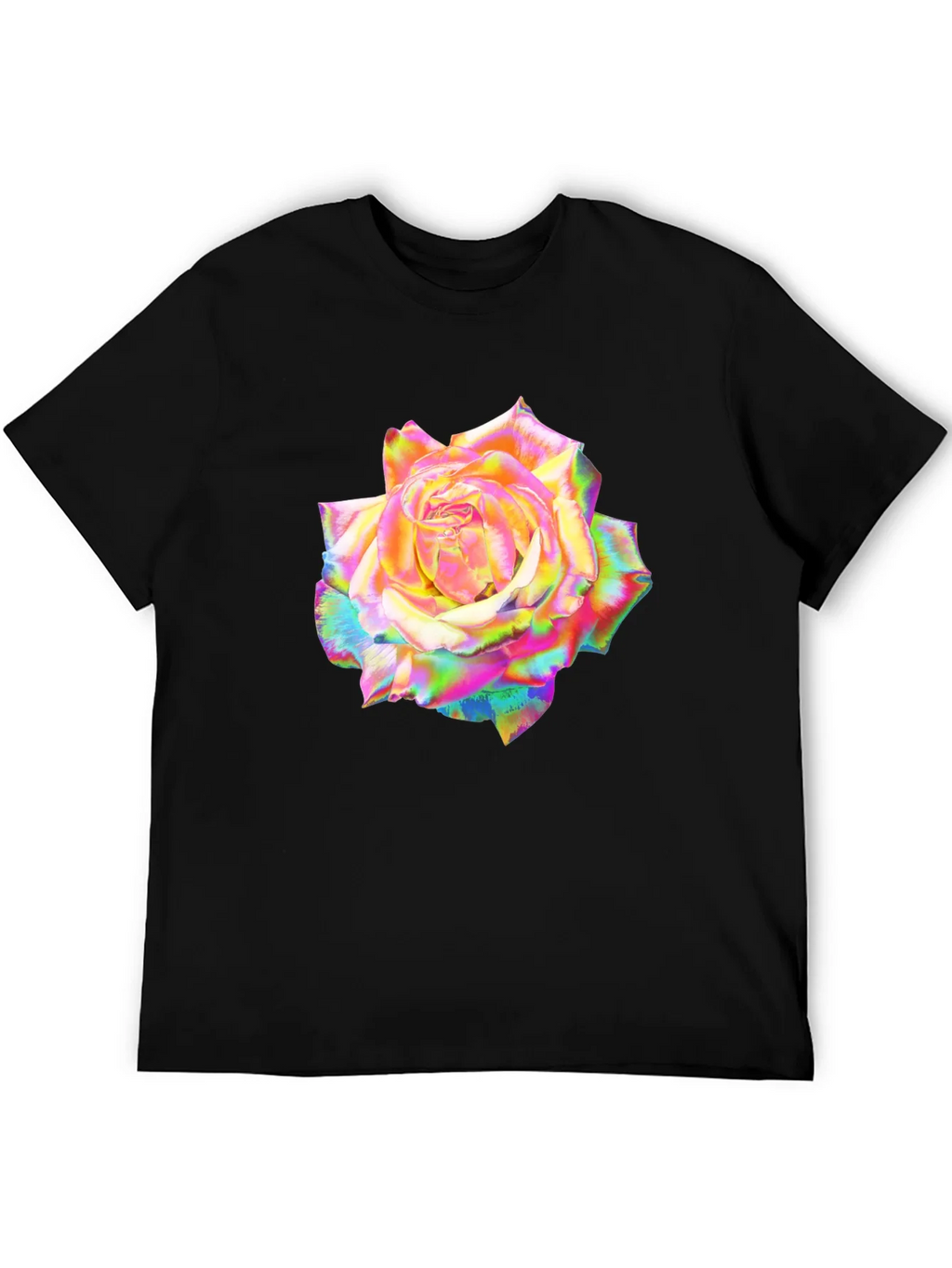 Rainbow Rose Graphic Black T-Shirt product image 5