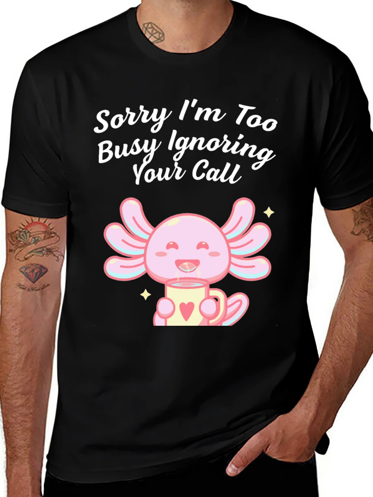 Ignoring Call Axolotl Black T-Shirt product image 1