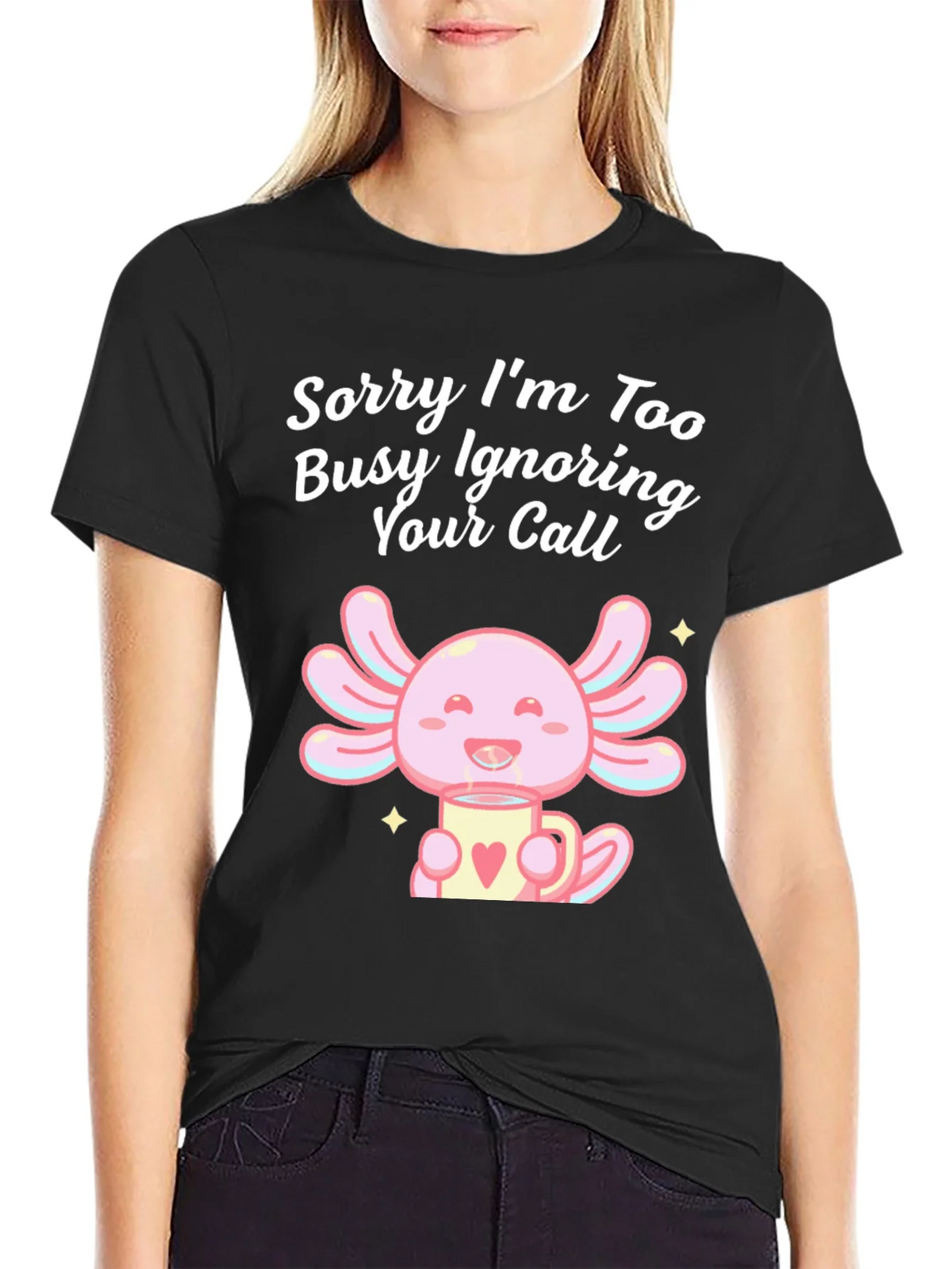 Ignoring Call Axolotl Black T-Shirt product image 2