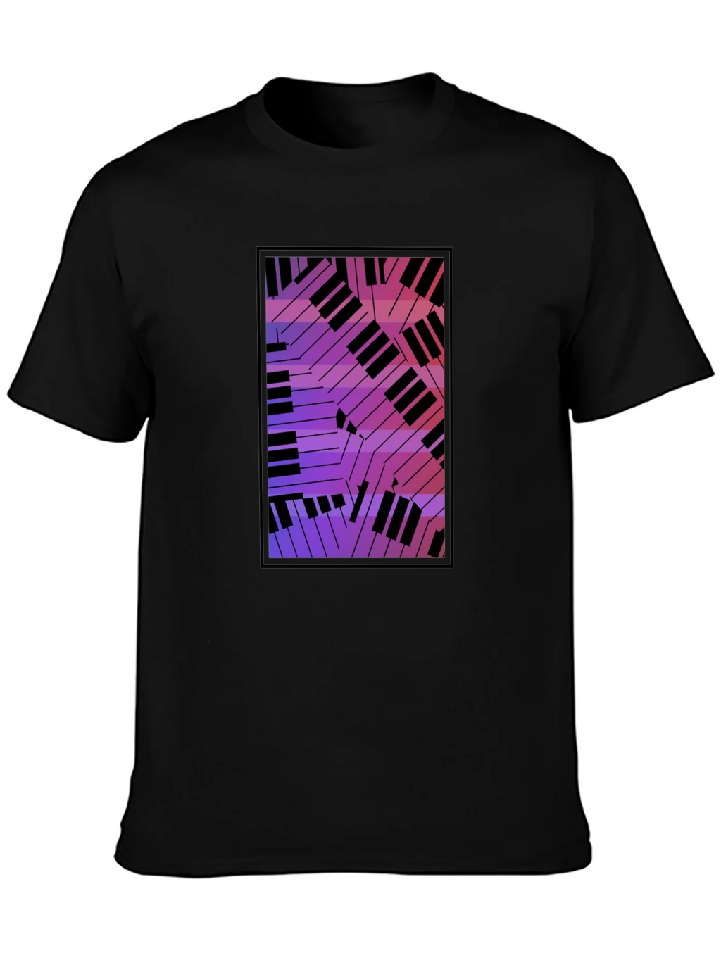 Abstract Piano Keys Graphic Black T-Shirt product image 2