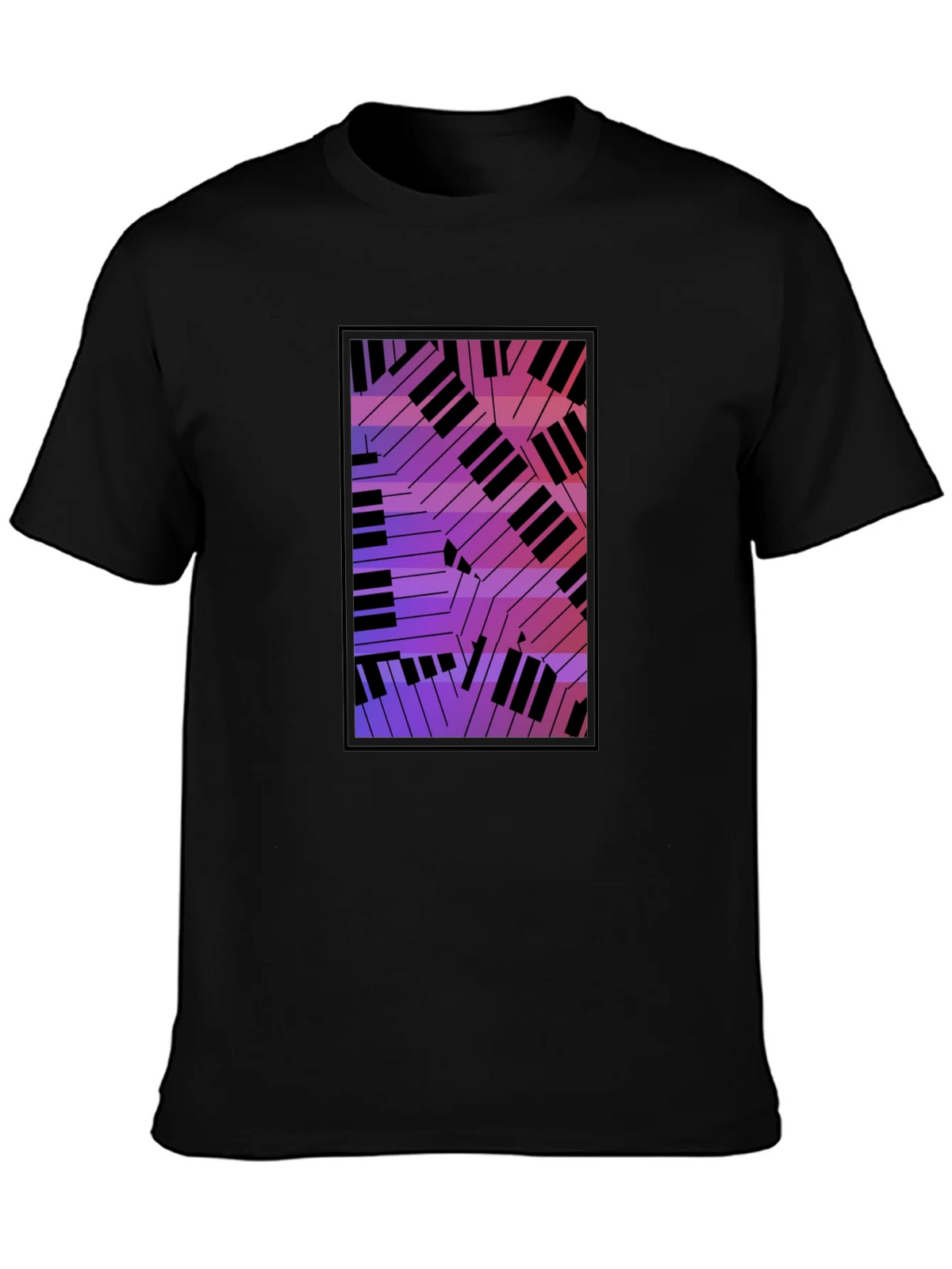 Abstract Piano Keys Graphic Black T-Shirt product image 2
