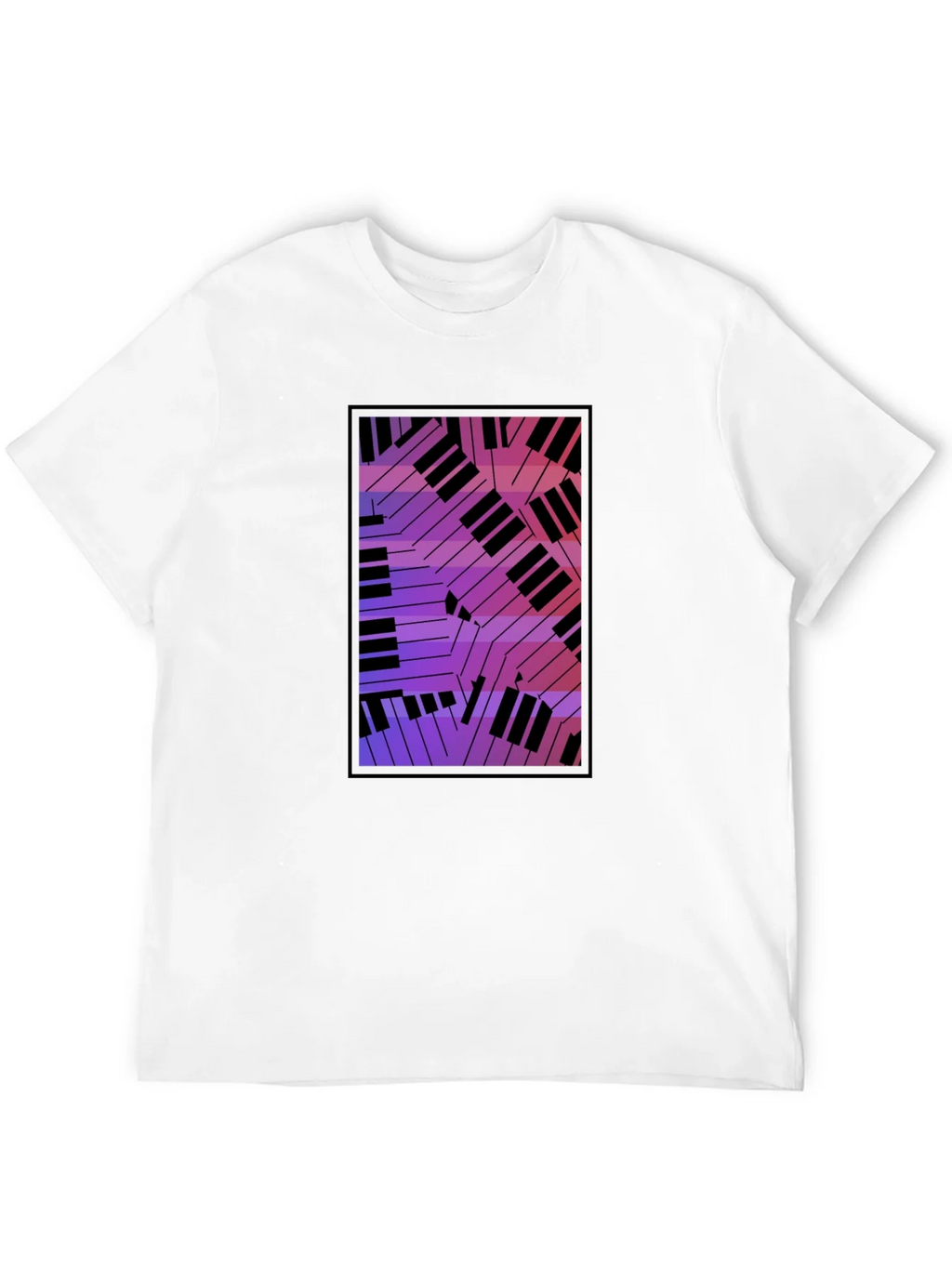 Abstract Piano Keys Graphic Black T-Shirt product image 6