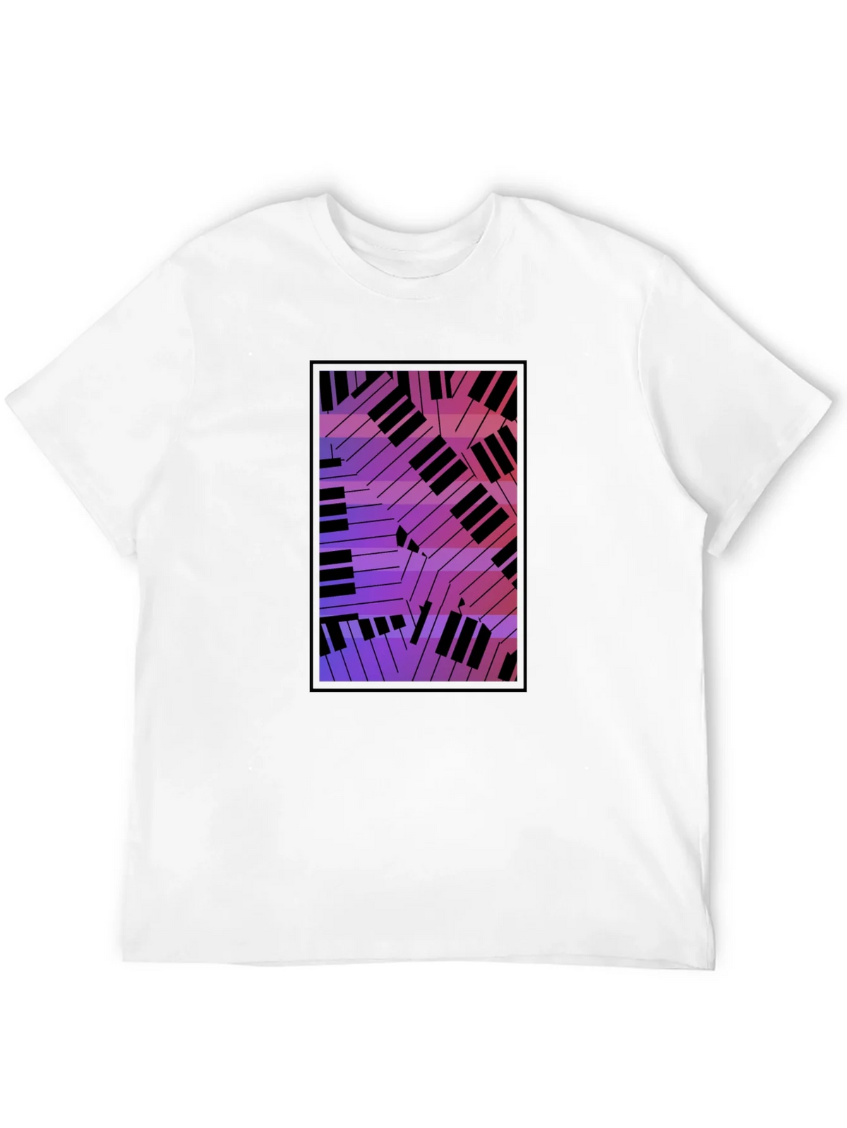 Abstract Piano Keys Graphic Black T-Shirt product image 6
