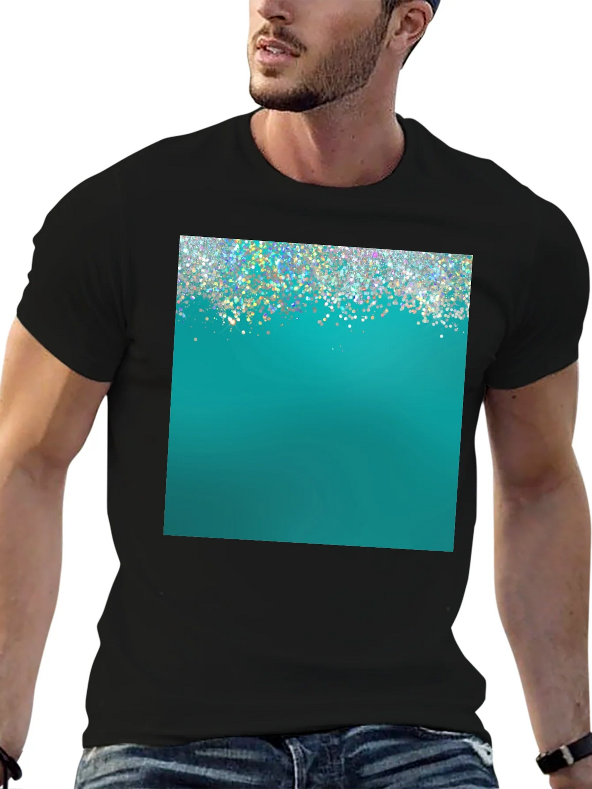 Teal Sparkle Graphic Tee - Modern Style product image 5