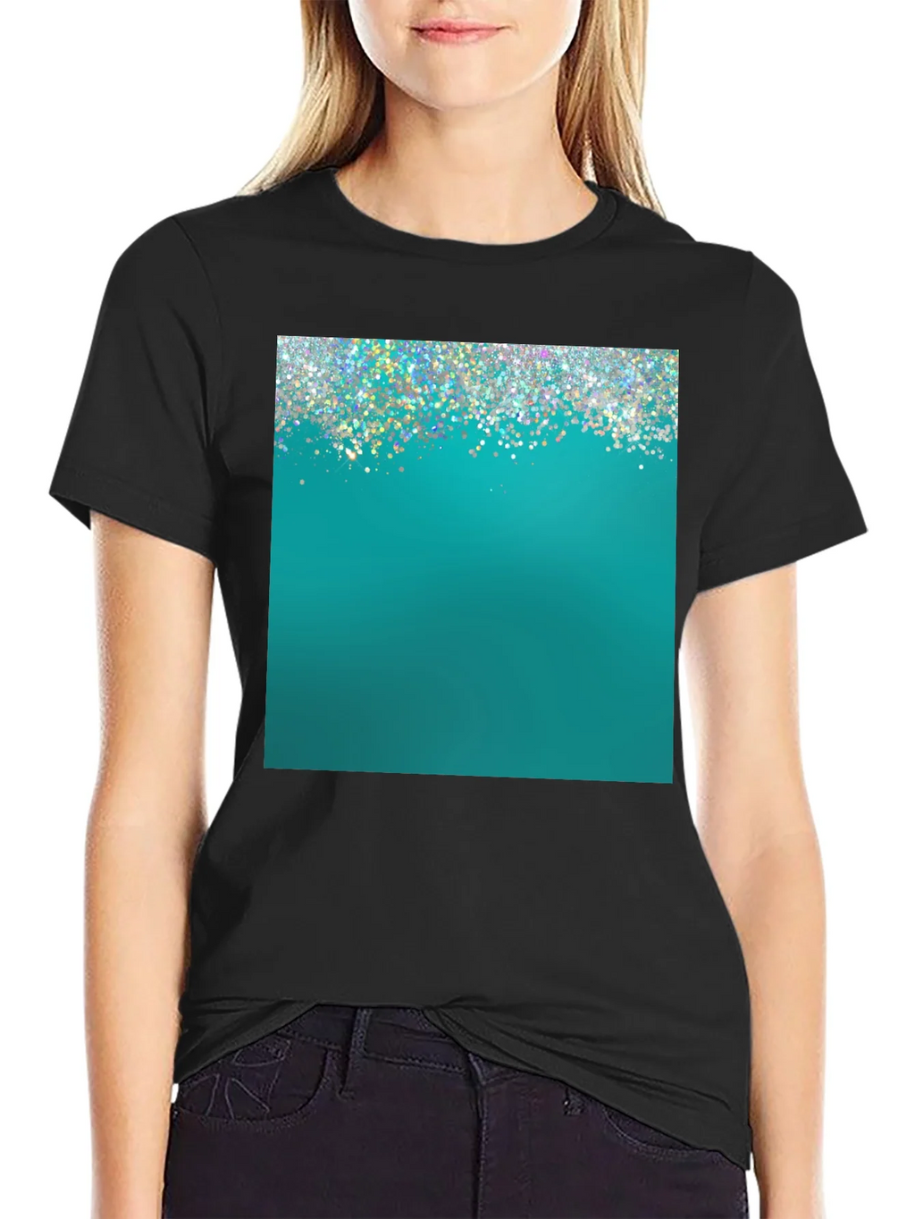 Teal Sparkle Graphic Tee - Modern Style product image 2