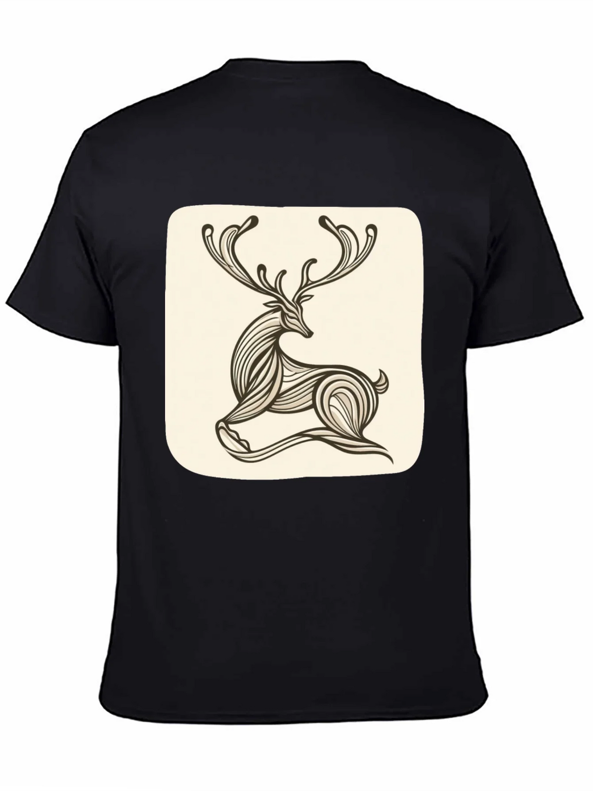 Stylish Deer Graphic Tee - Black Cotton Blend product image 4