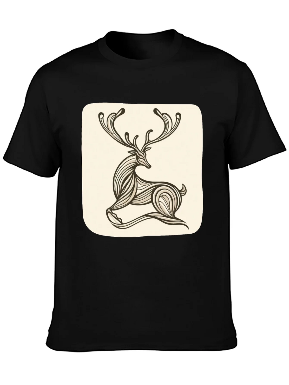 Stylish Deer Graphic Tee - Black Cotton Blend product image 3