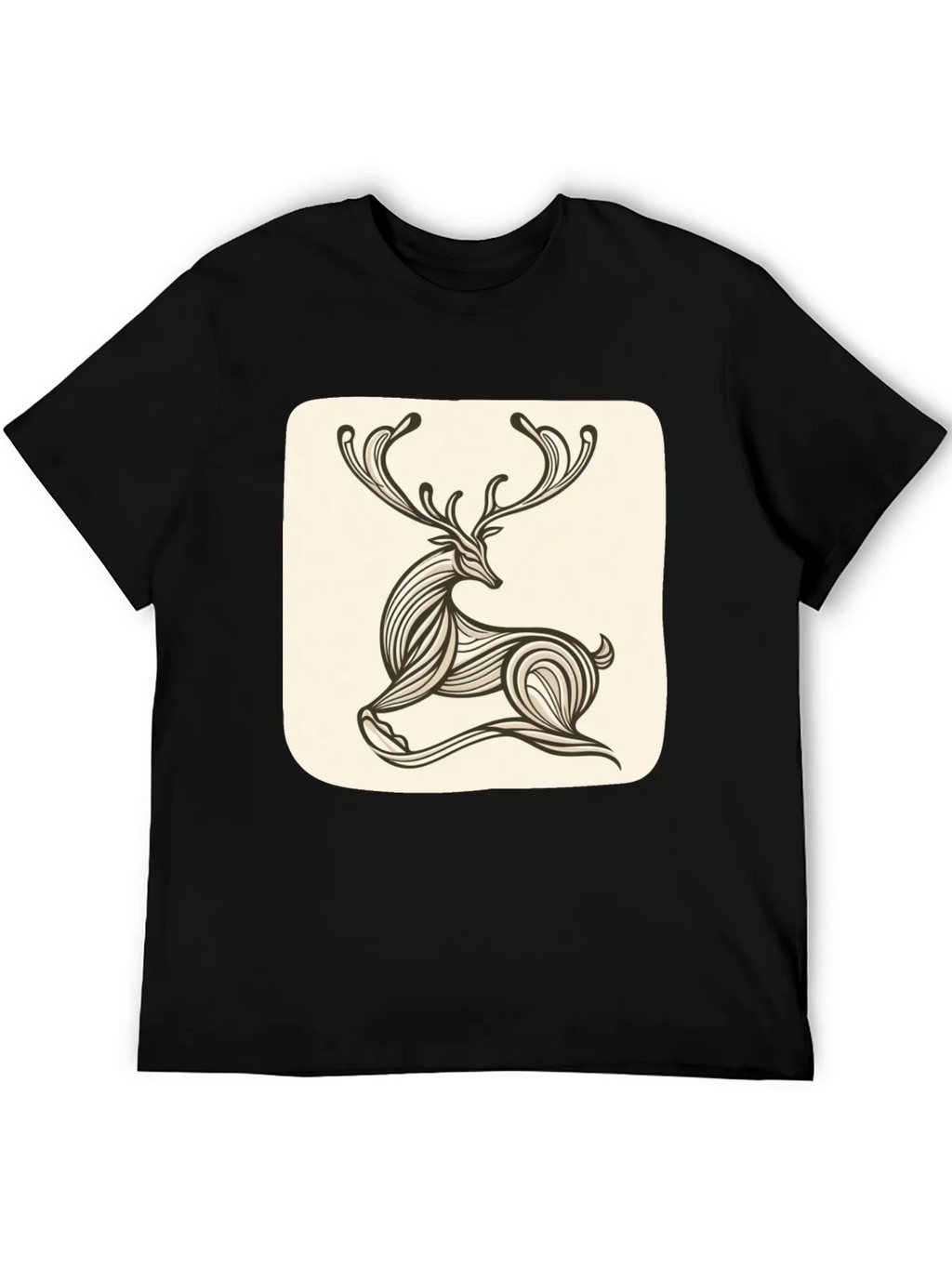 Stylish Deer Graphic Tee - Black Cotton Blend product image 5