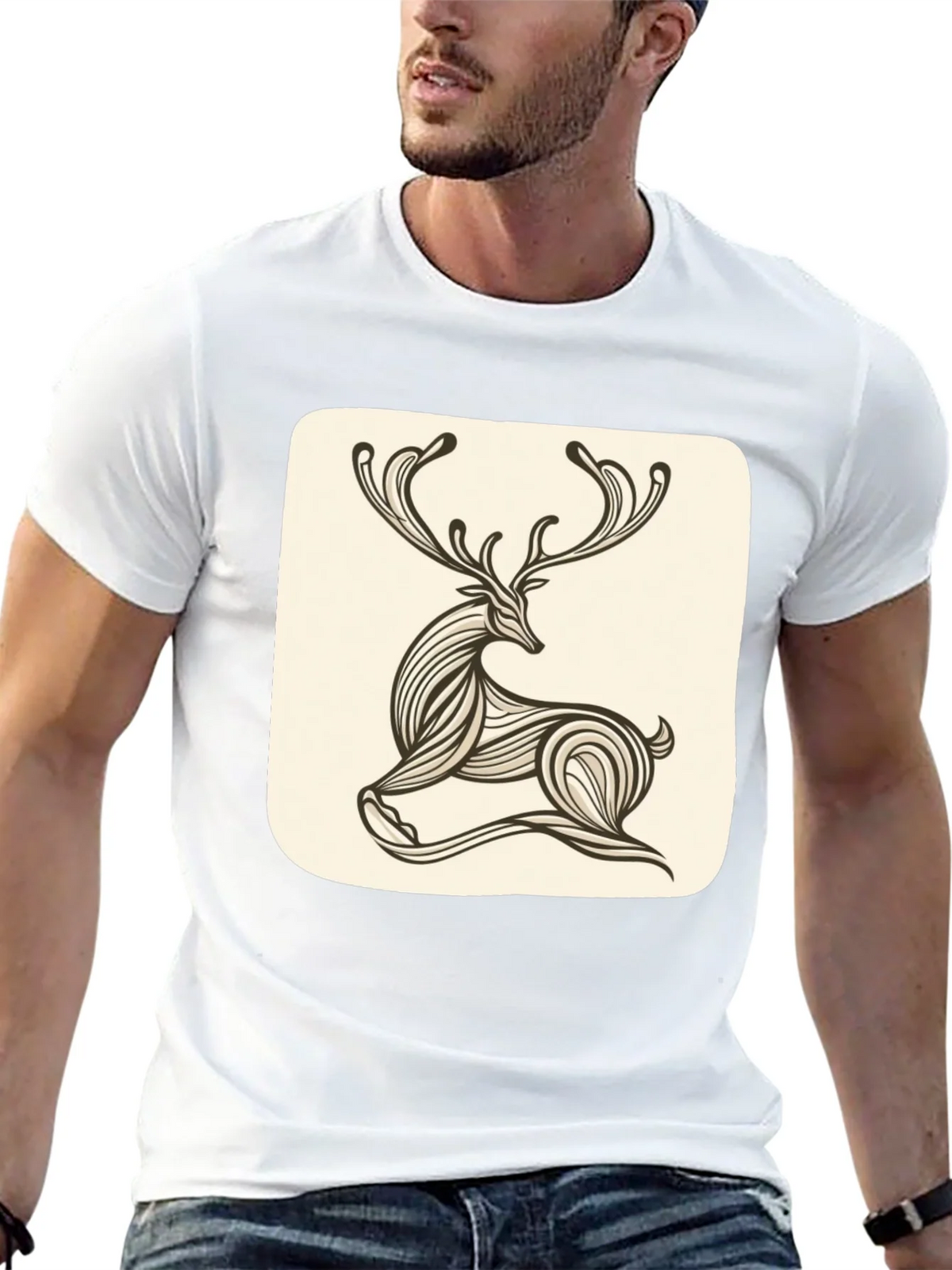 Stylish Deer Graphic Tee - Black Cotton Blend product image 12