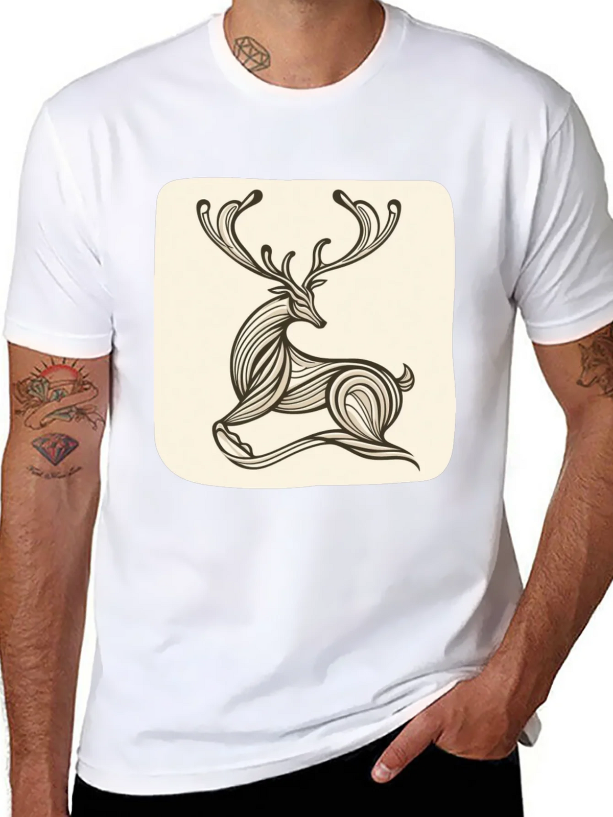 Stylish Deer Graphic Tee - Black Cotton Blend product image 7