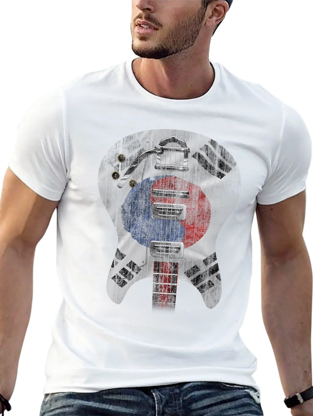 South Korea Flag Guitar Graphic T-Shirt product image 12