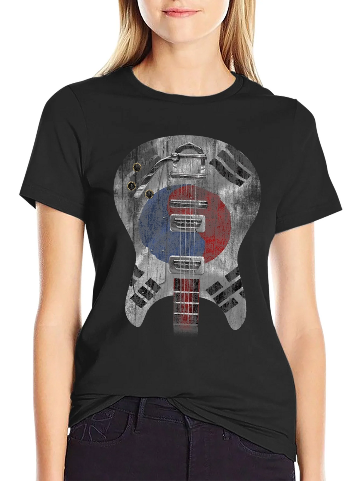 South Korea Flag Guitar Graphic T-Shirt product image 2