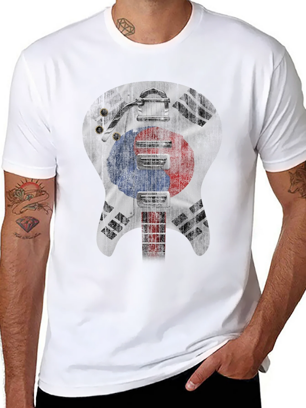 South Korea Flag Guitar Graphic T-Shirt product image 7
