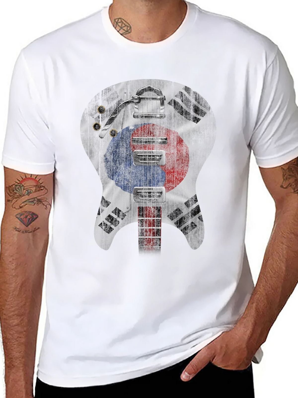 South Korea Flag Guitar Graphic T-Shirt product image 7