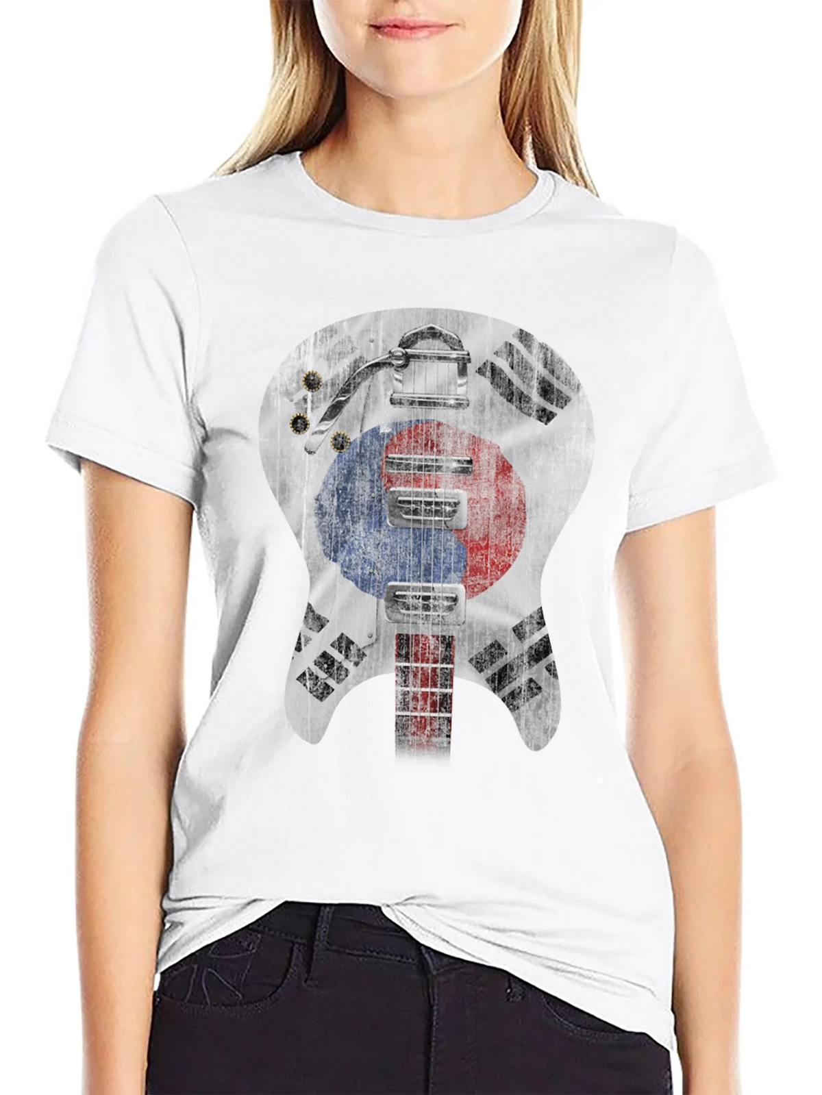 South Korea Flag Guitar Graphic T-Shirt product image 8