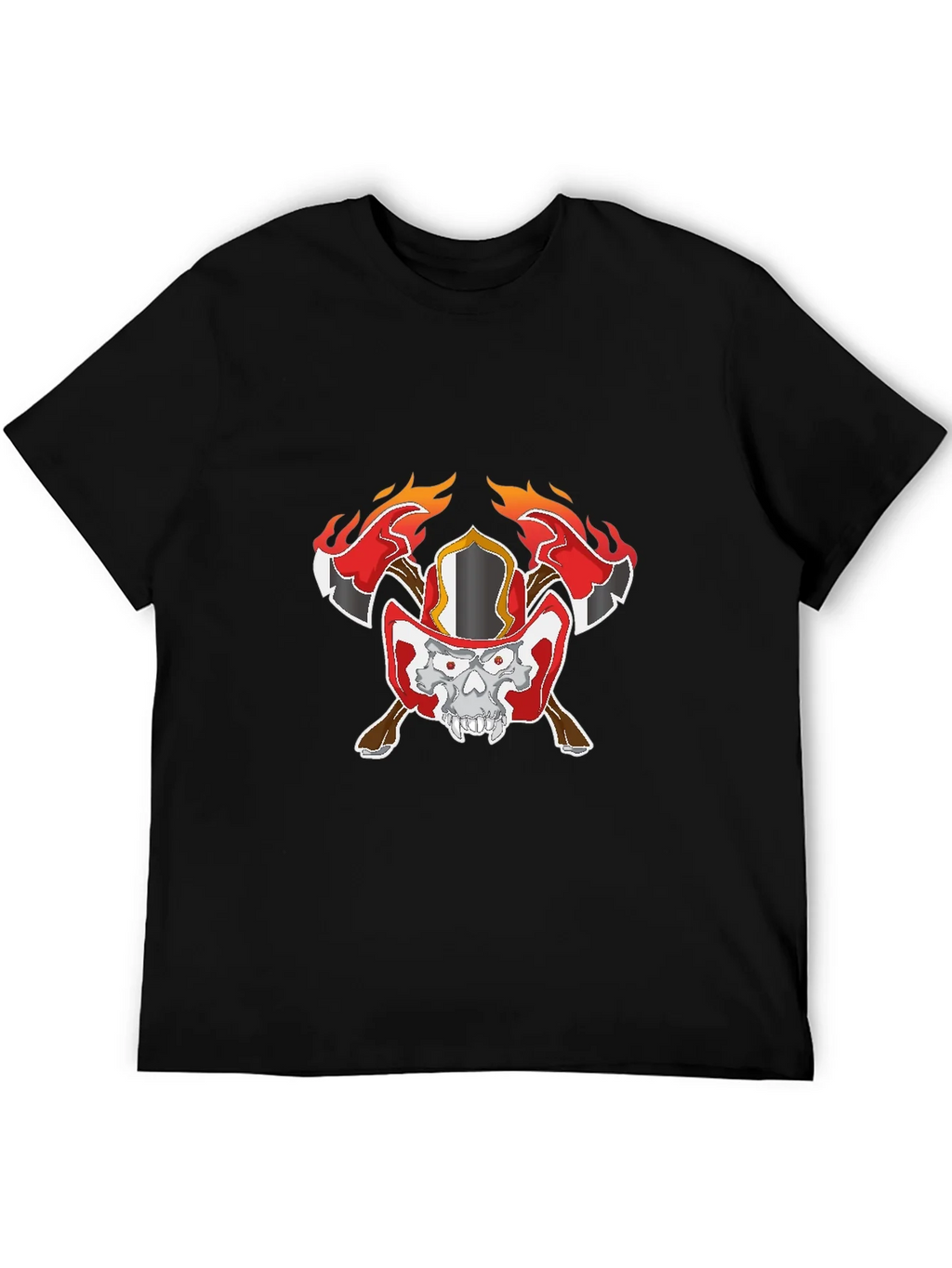 Skull Firefighter Graphic Black T-Shirt product image 5