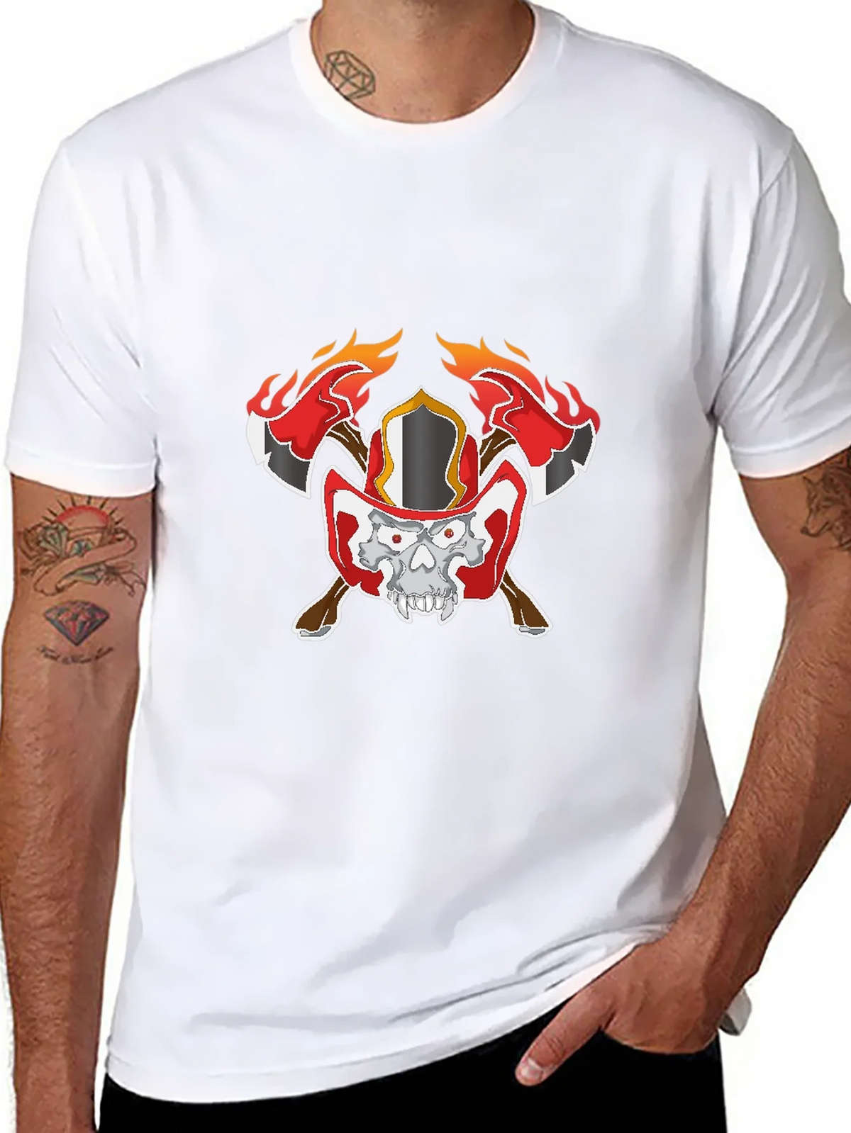 Skull Firefighter Graphic Black T-Shirt product image 7