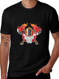 Skull Firefighter Graphic Black T-Shirt product image 1