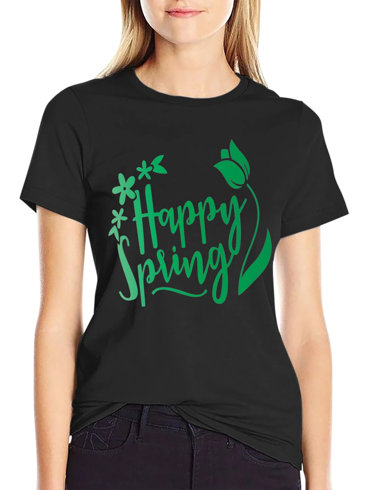 Happy Spring Graphic T-Shirt - Black product image 2