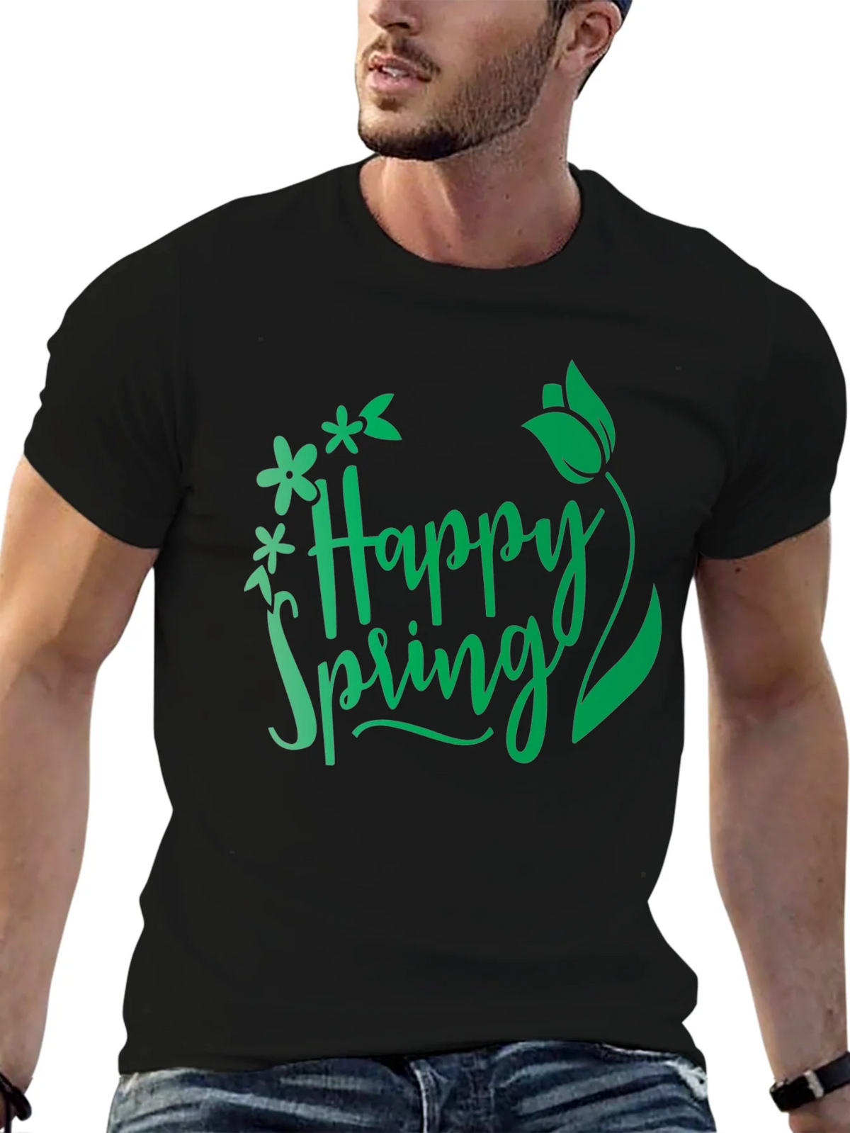Happy Spring Graphic T-Shirt - Black product image 6