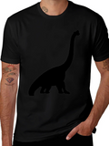 Dino Silhouette Tee - Black Cotton Casual Shirt product image 1