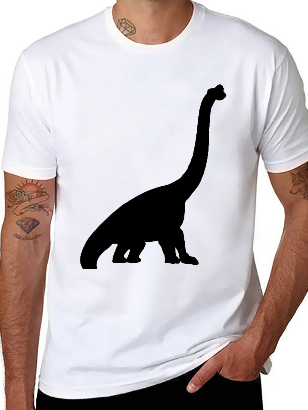 Dino Silhouette Tee - Black Cotton Casual Shirt product image 6