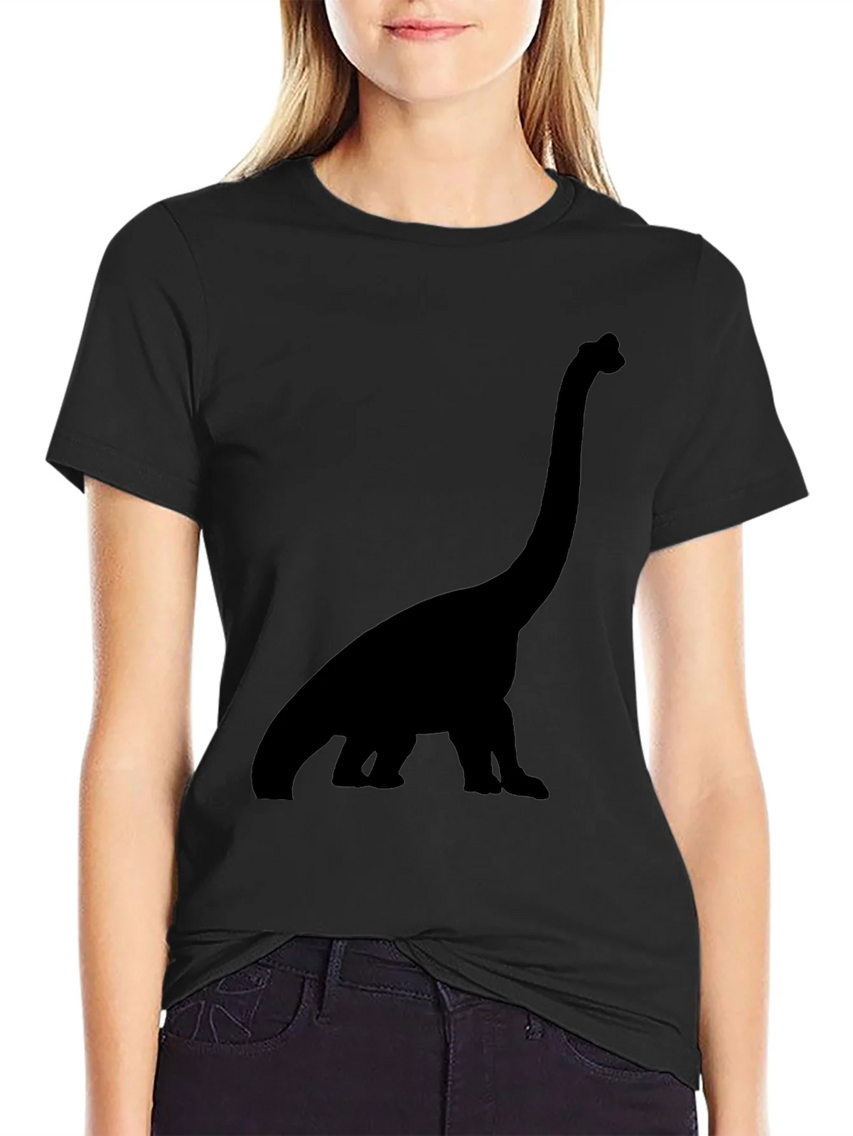 Dino Silhouette Tee - Black Cotton Casual Shirt product image 2